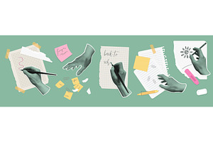 Hands Writing On Paper Vector, an Education Illustration by Lemberg Vector
