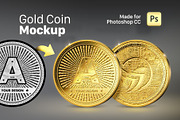 Gold Coin Mockup for Photoshop CC, a Product Mockup by FEINGOLD (Thumbnail 1 of 5)