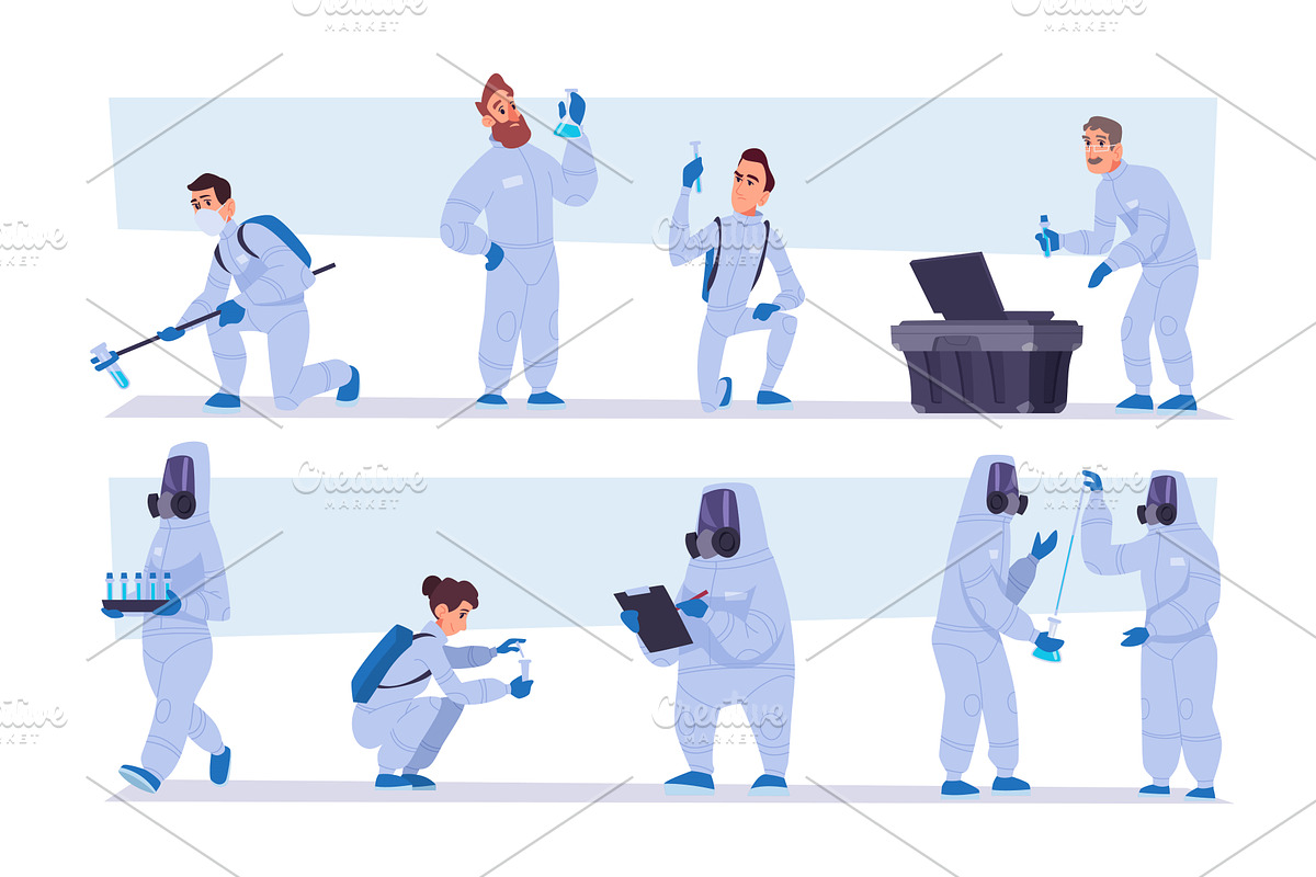 Water samples. Working scientists in, an Illustration by Onyx
