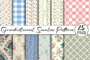 Grandmillennial Seamless Patterns, a Pattern Graphic by Libby Wishes