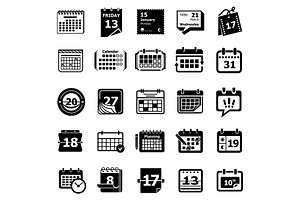 Calendar Schedule Planner Icons Set,