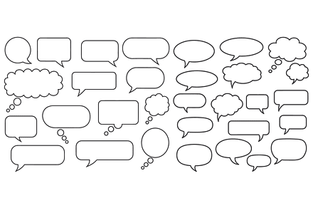 Black and White Speech Bubble Set, a Graphic by MkStudio