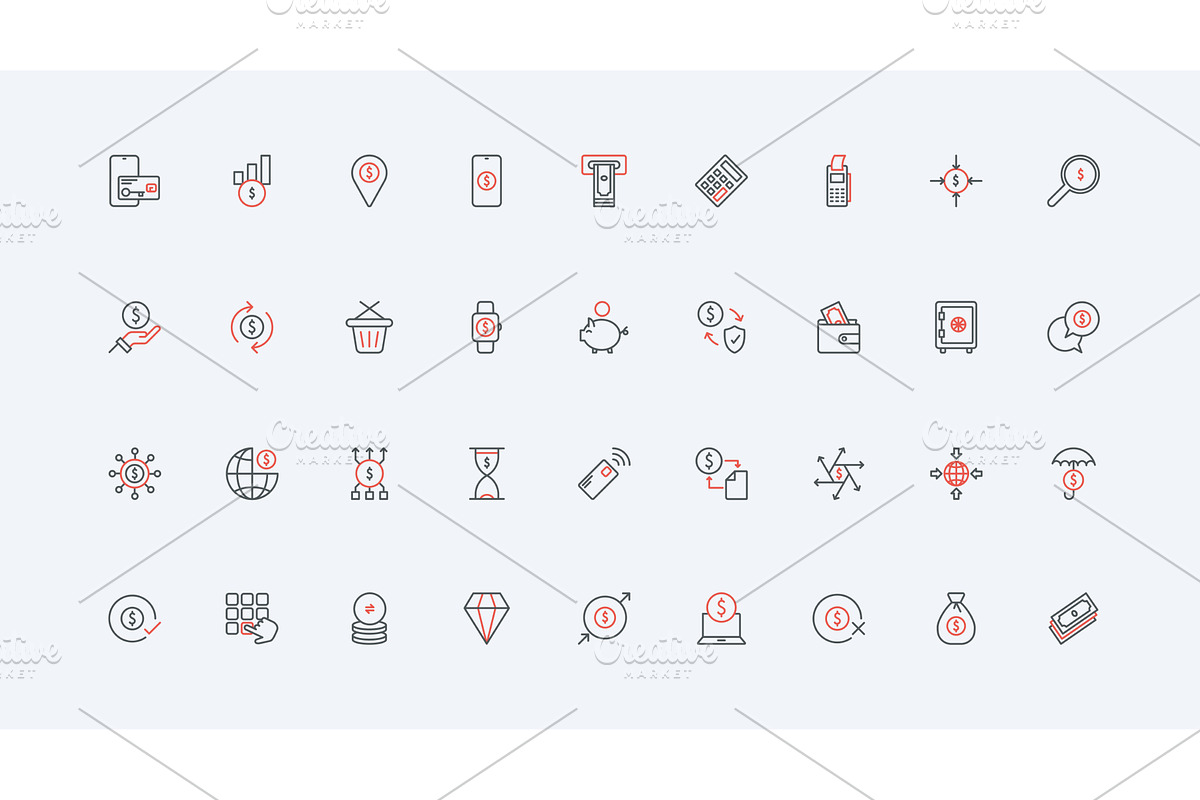 Financial transaction bank icons, an Object Illustration by Lemberg Vector