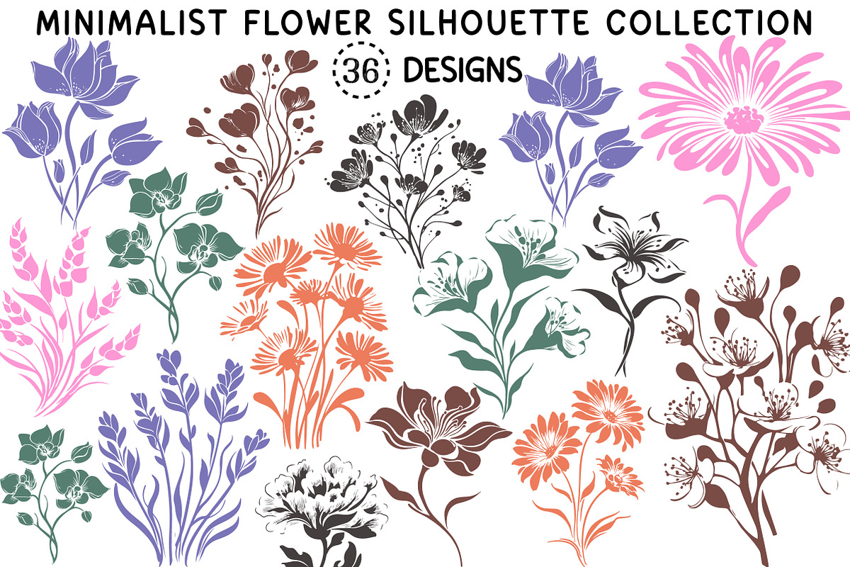 Minimalist Flower Silhouette PNG, a Decorative Illustration by Creative Art (Photo 1 of 4)