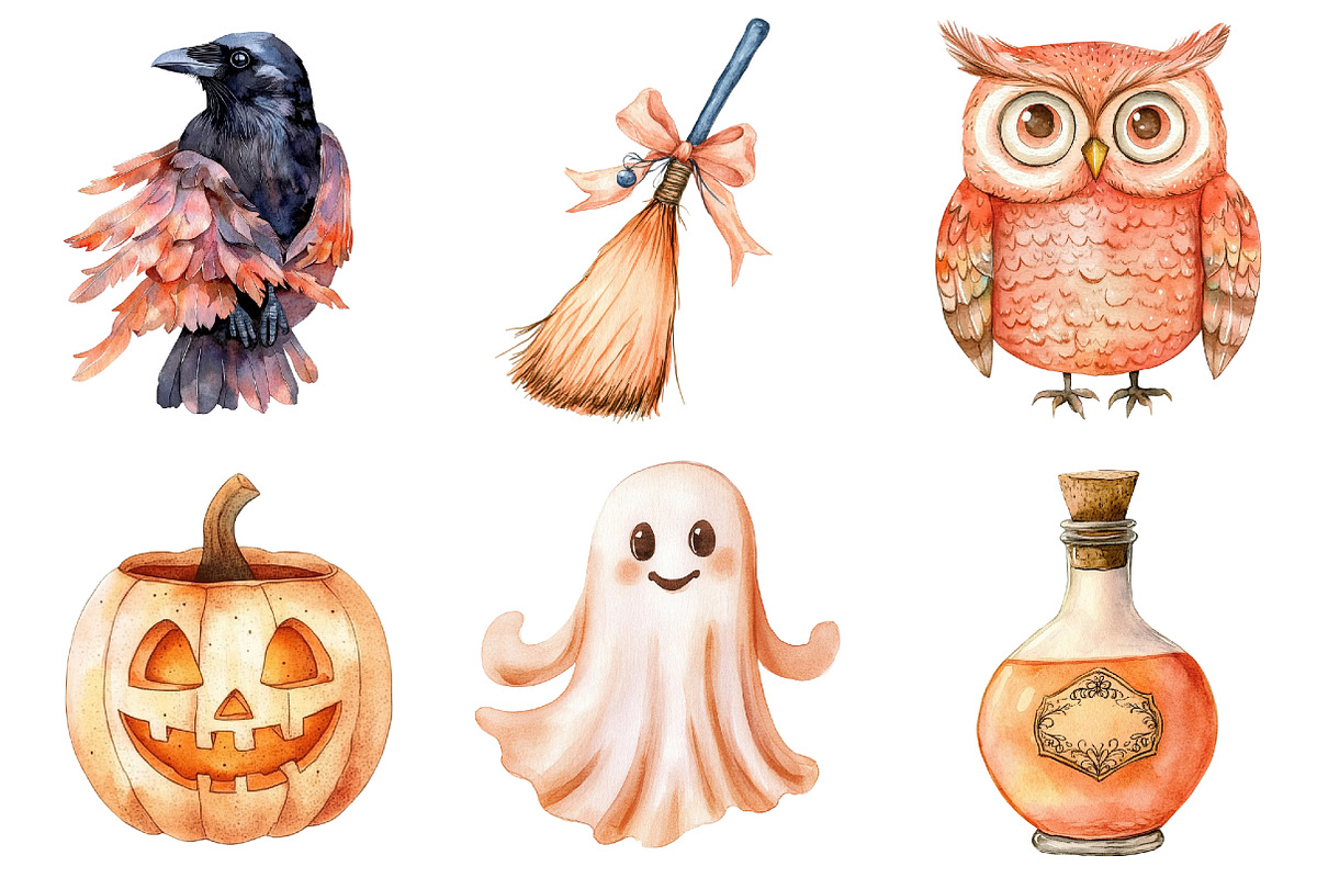 Peach Colored Halloween Clipart, a Seasonal Illustration by CitraGraphics (Photo 8 of 9)