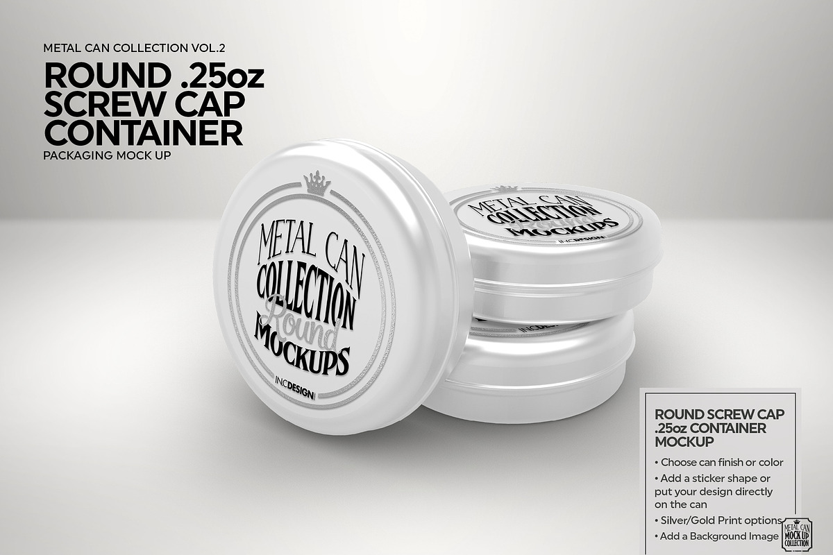 Round Screw Cap Tin Container Mockup, a Cups & Container Mockup by INCDesign (Photo 2 of 5)