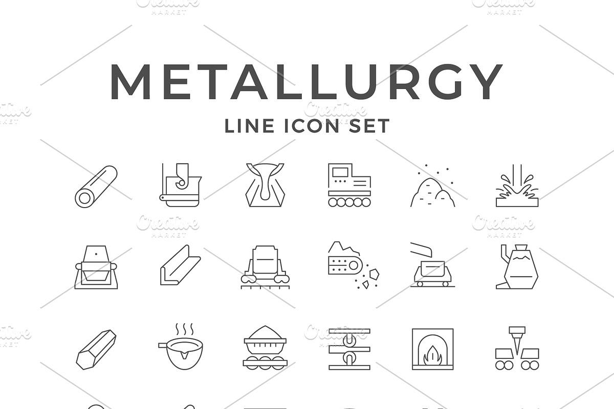 Set line icons of metallurgy, an Outline Icon by motorama (Photo 1 of 2)