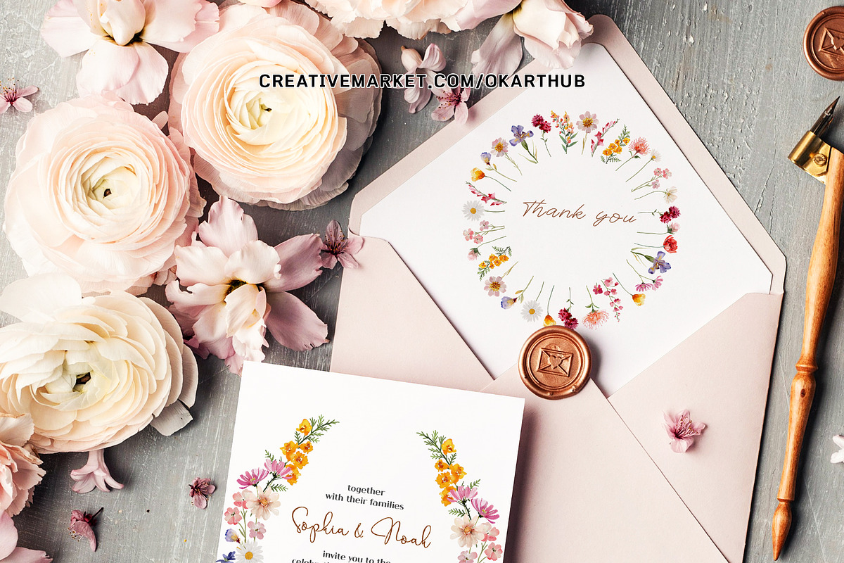 Bright Wildflower Watercolor Clipart, a Decorative Illustration by OKArtHub (Photo 9 of 12)
