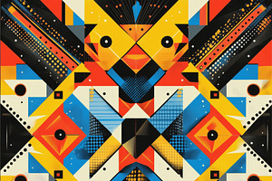 Seamless vibrant abstract geometric pattern featuring bold colors like red, yel, a Pattern Graphic by Textures & Backgrounds