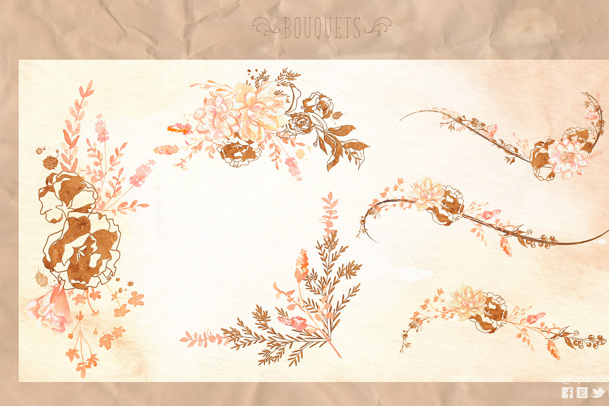 Botanical Champagne watercolor, a Decorative Illustration by CpandoShop (Photo 5 of 7)