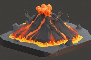 3D Illustration of Erupting Volcano, a Nature Photo by Stock Shape