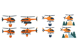 Various helicopters in orange, a Transportation Illustration by ZinetroN