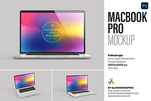 Macbook Pro Mockup - 9 Views