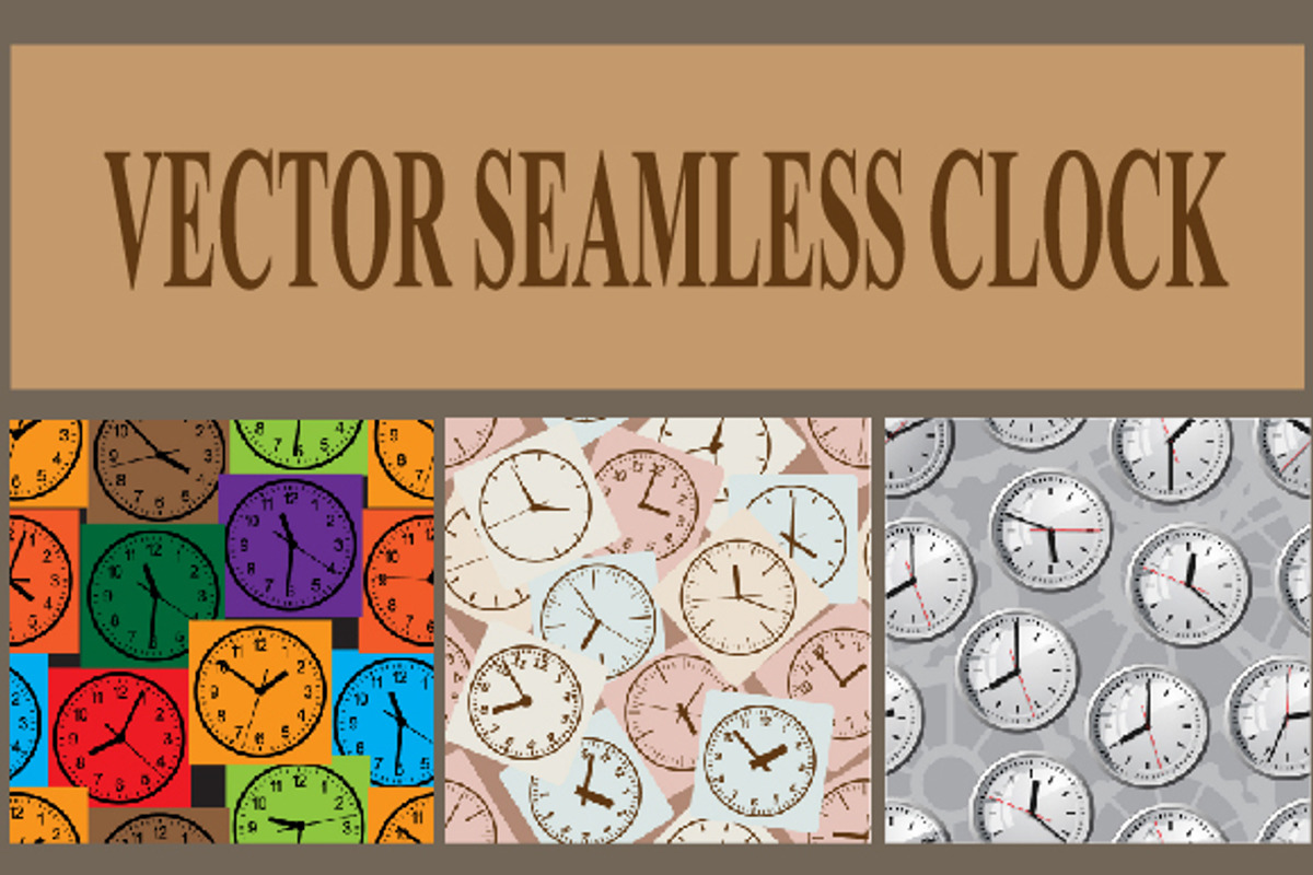 Seamless vector background. Clock., a Decorative Illustration by katykin