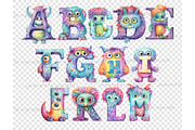 Monsters Alphabet | Cute Monsters, a Decorative Illustration by GlamArtZhanna (Thumbnail 4 of 5)