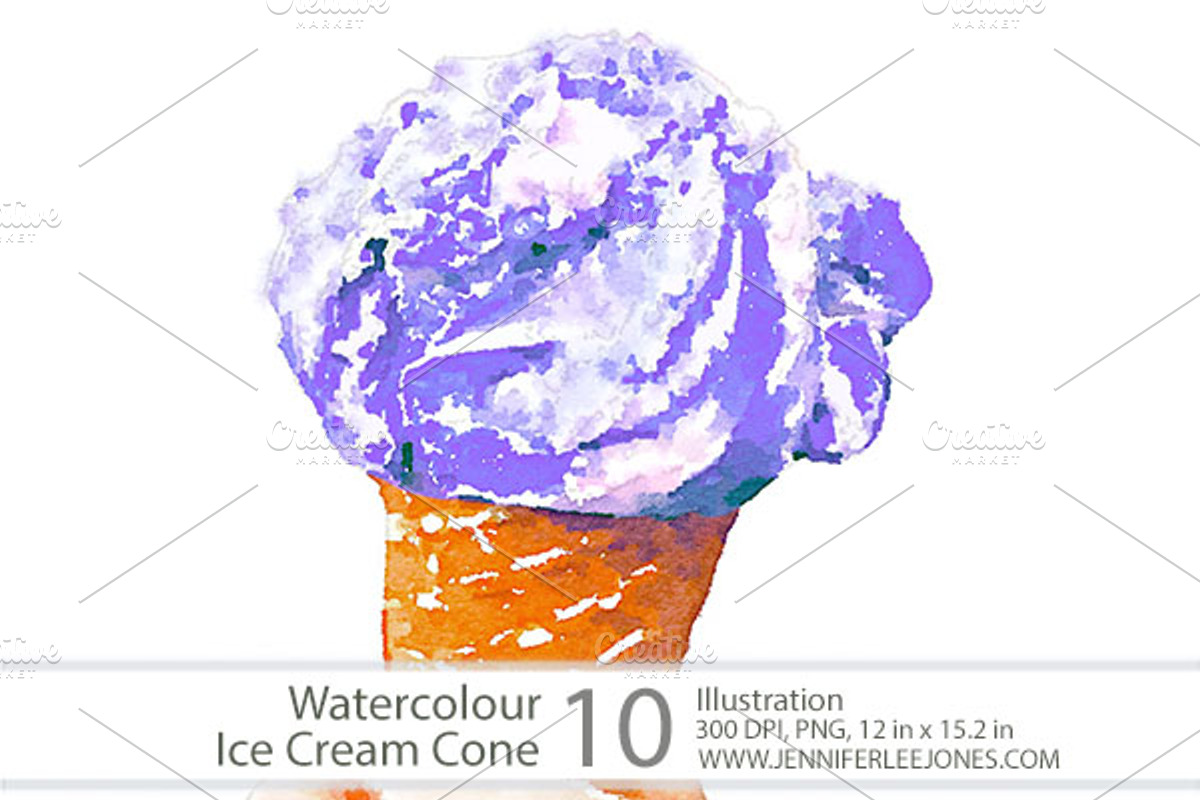 Watercolor Ice Cream, an Object Graphic by Jennifer Lee Jones (Photo 4 of 5)