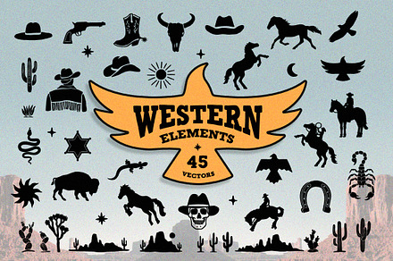 Vector Western Elements, an Illustration by cd-design.co