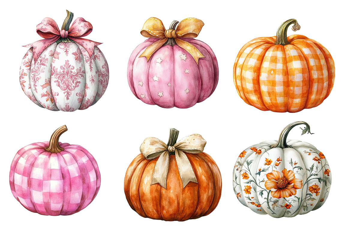 Watercolor Pumpkin Clipart, an Illustration by Designworld (Photo 2 of 5)
