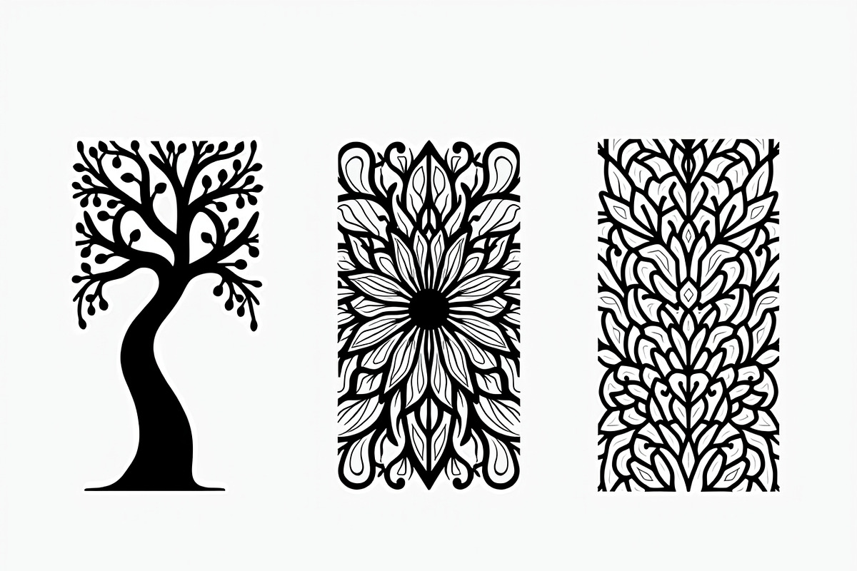 Decorative Tree Floral Tile Set, a Decorative Illustration by Artivon (Photo 5 of 5)