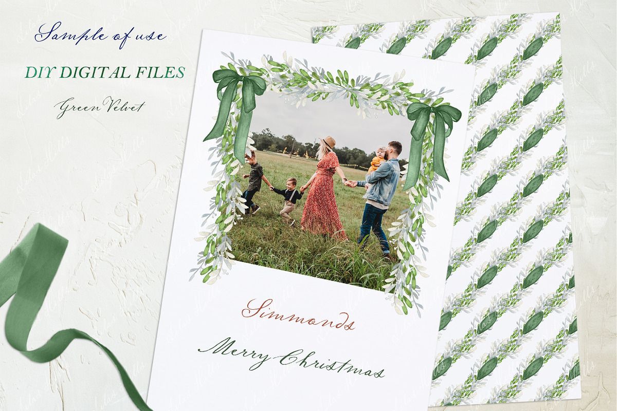 Forest Green Velvet Bow Christmas, a Graphic by LABFcreations (Photo 2 of 4)
