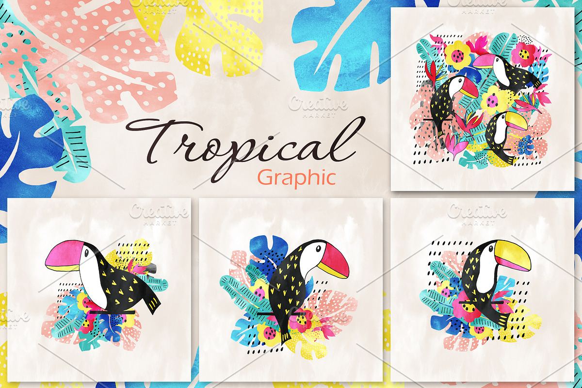 Tropical graphic and pattern pack, a Background Graphic by Lidiebug (Photo 3 of 6)