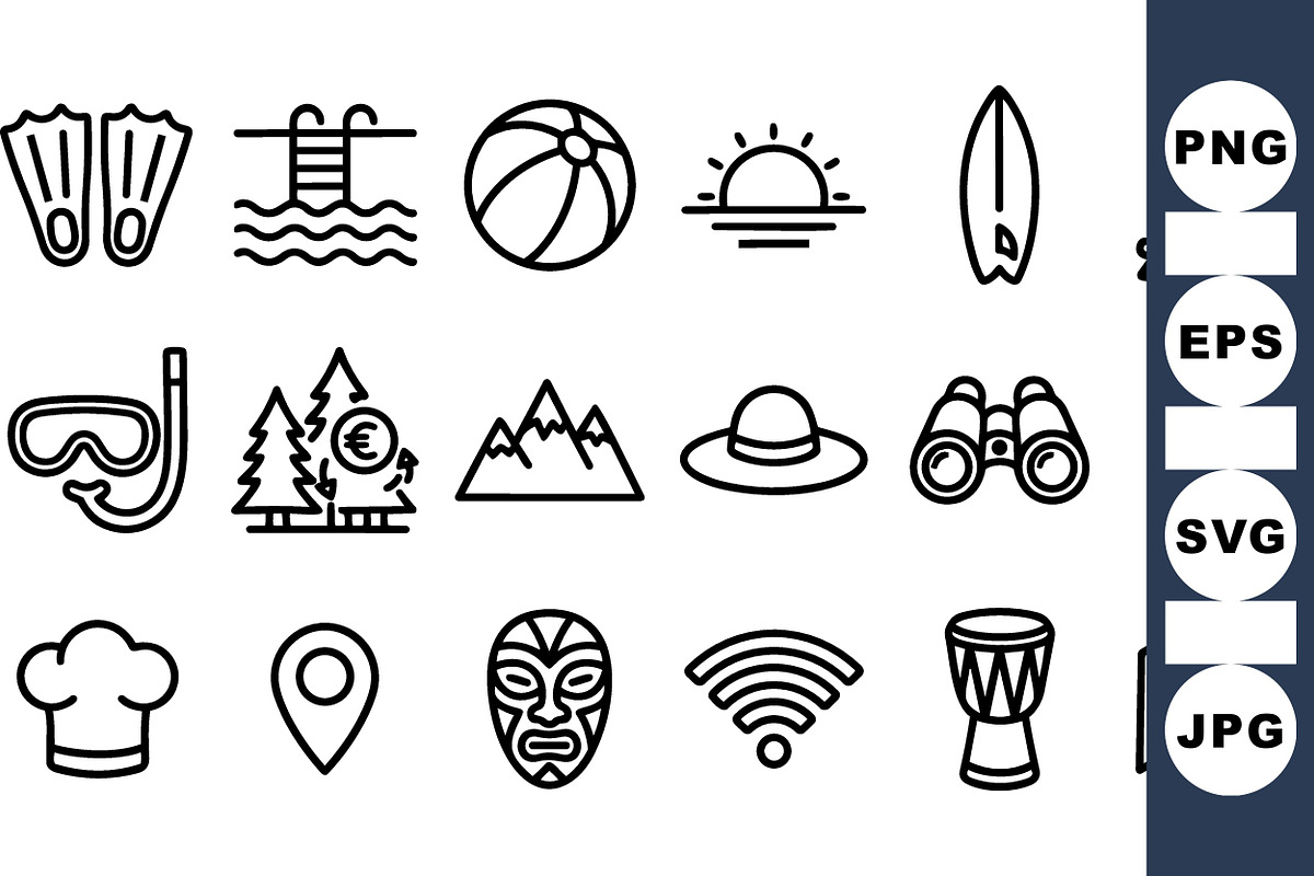 Travel Adventure Icon Set, an Illustration by designvectx (Photo 1 of 3)