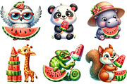 Summer Animals Enjoy Watermelon png, an Illustration by Watercolor design (Thumbnail 4 of 4)