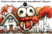 Watercolor autumn woodland clipart, a Seasonal Illustration by CreationArt (Thumbnail 1 of 5)