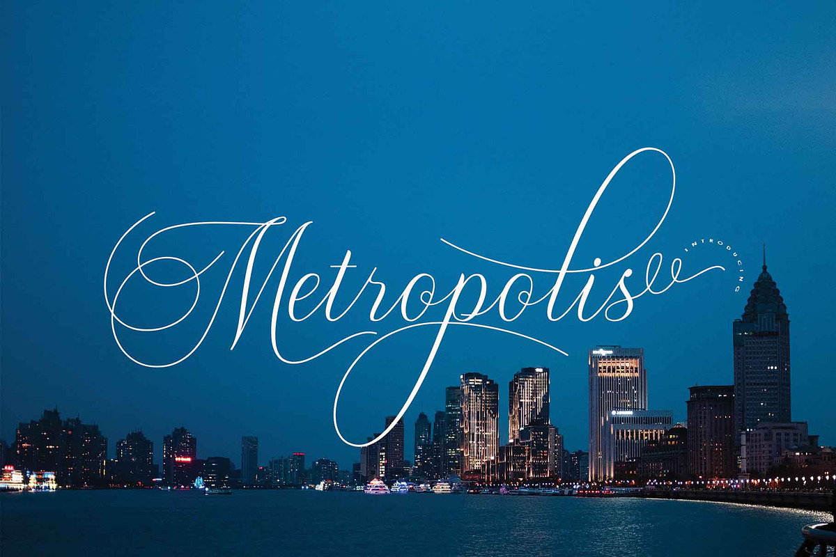 Metropolis, a Script Font by Deniz86 (Photo 1 of 11)