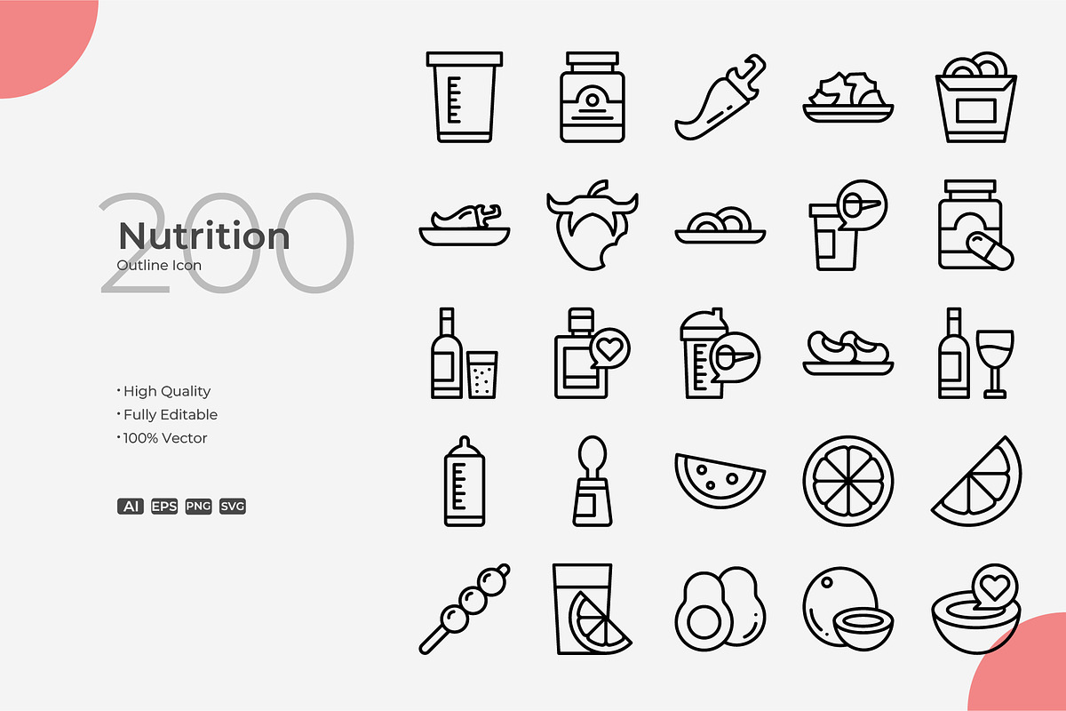 Nutrition Outline Icons, an Outline Icon by Bloodline