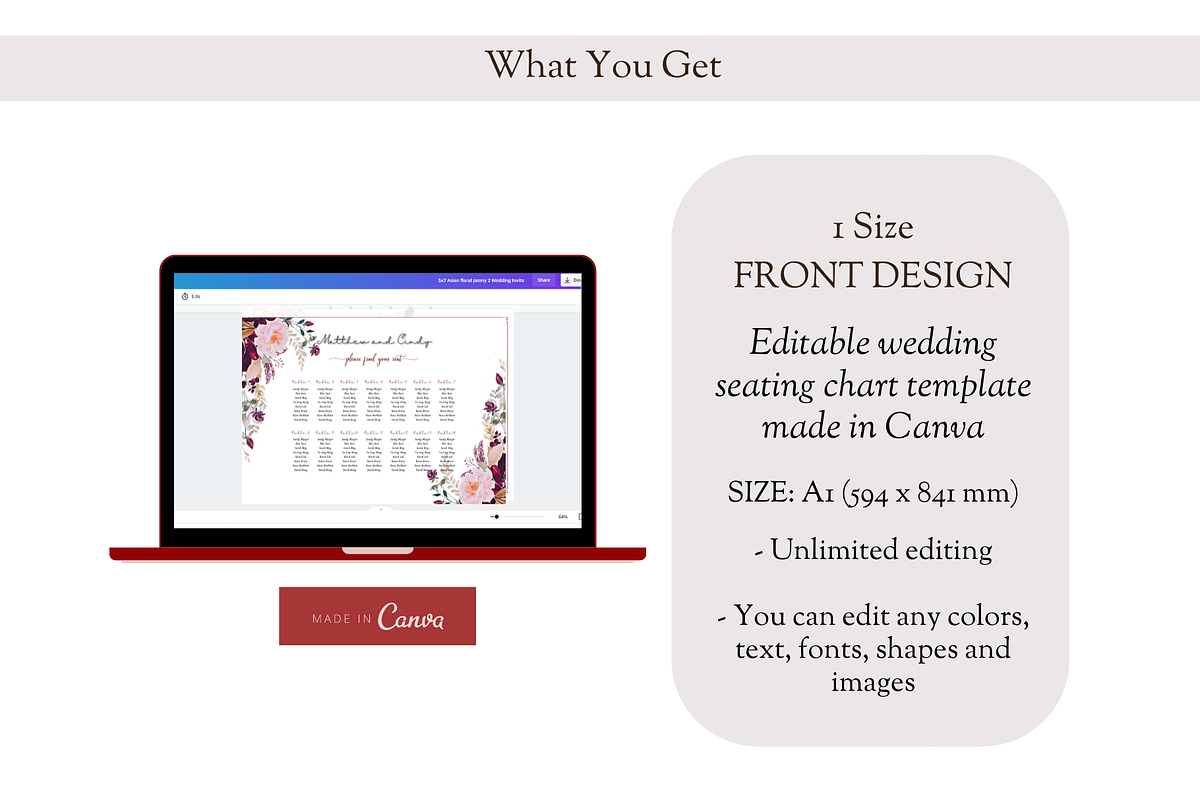 Asian Floral Seating Chart - F3A, an Invitation Template by YeeqsWedding (Photo 2 of 4)