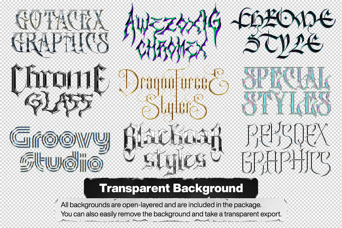 Chrome Text Styles Vol.1, a Layer Style Add-On by Hyperpix Productions