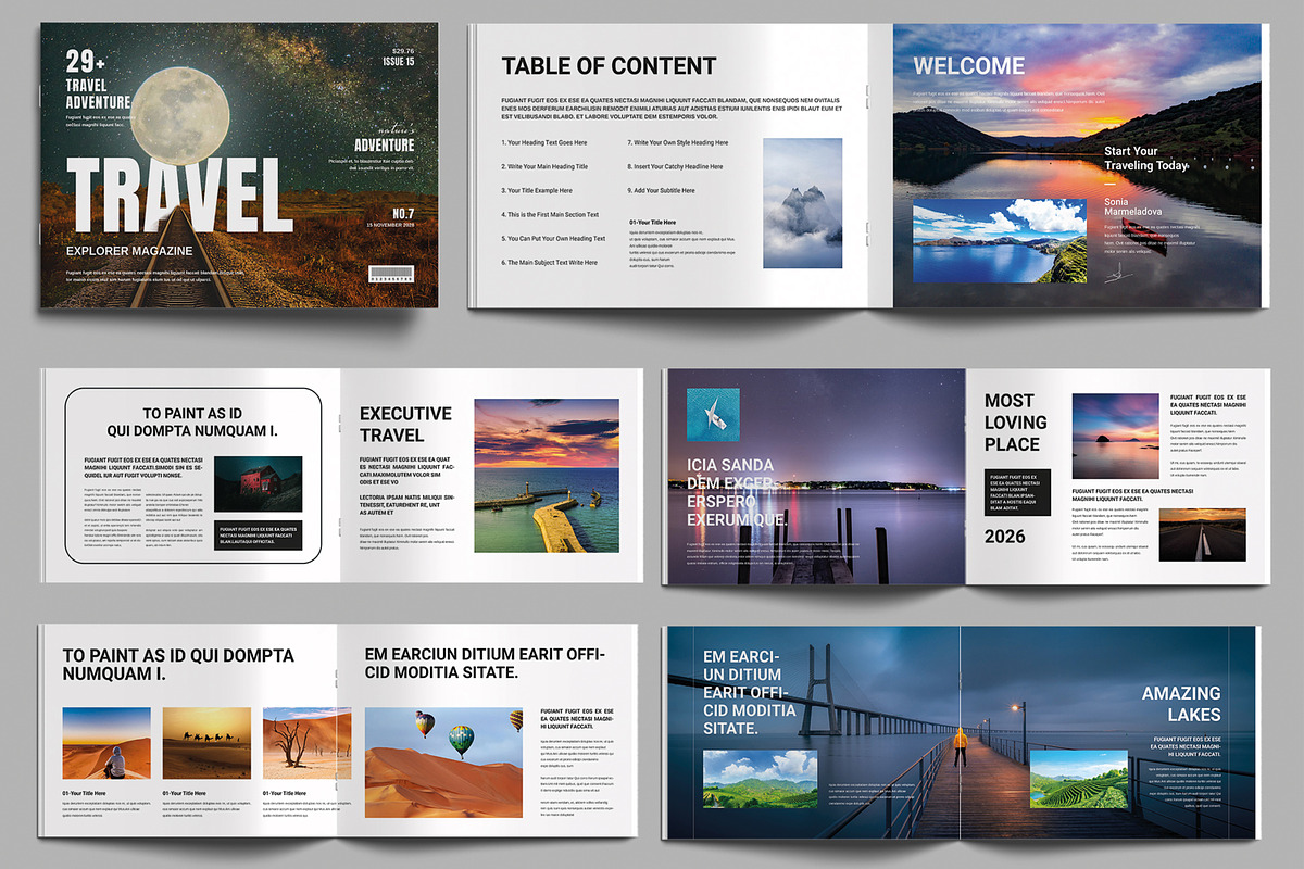 Travel Magazine Template, a Brochure Template by MightyDesign (Photo 2 of 6)