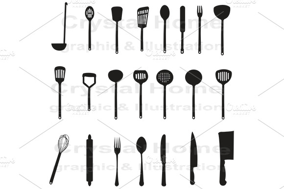 Silhouette Kitchenware Icon Set 1