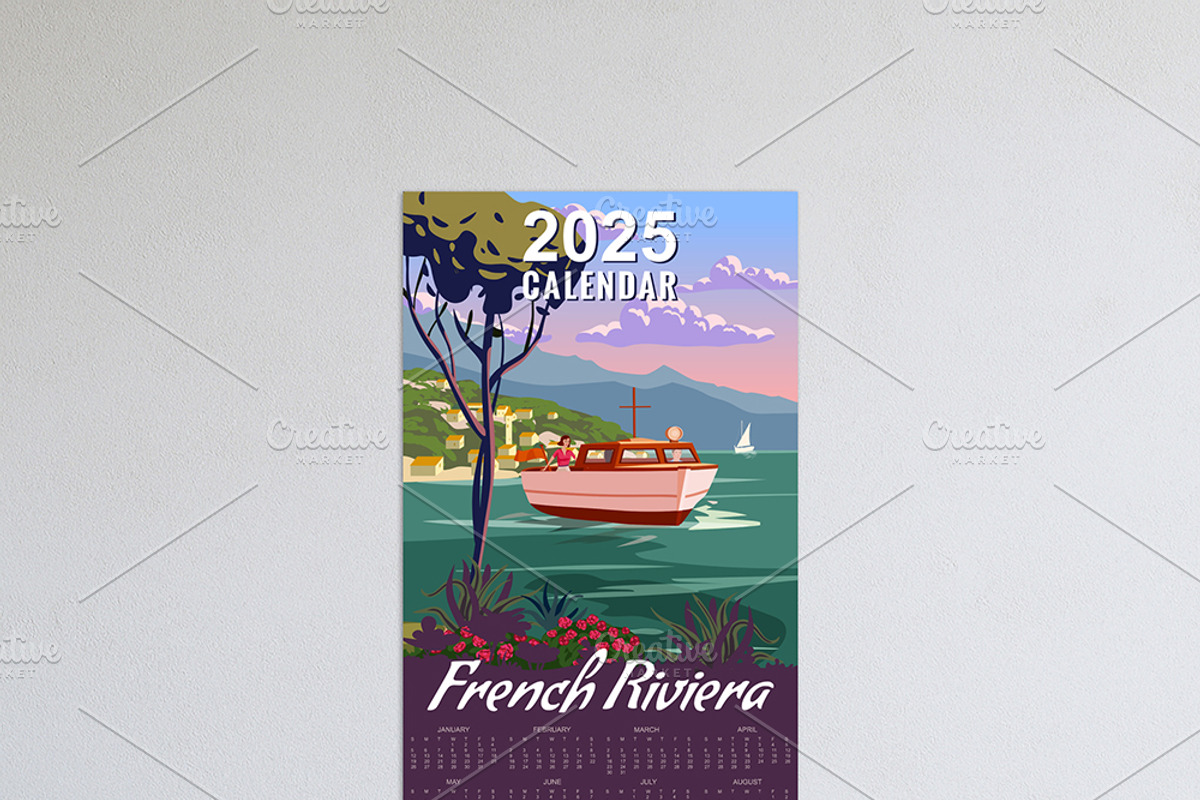 Calendar Monthly 2025 French Riviera, a Seasonal Illustration by Vector_Up (Photo 5 of 7)