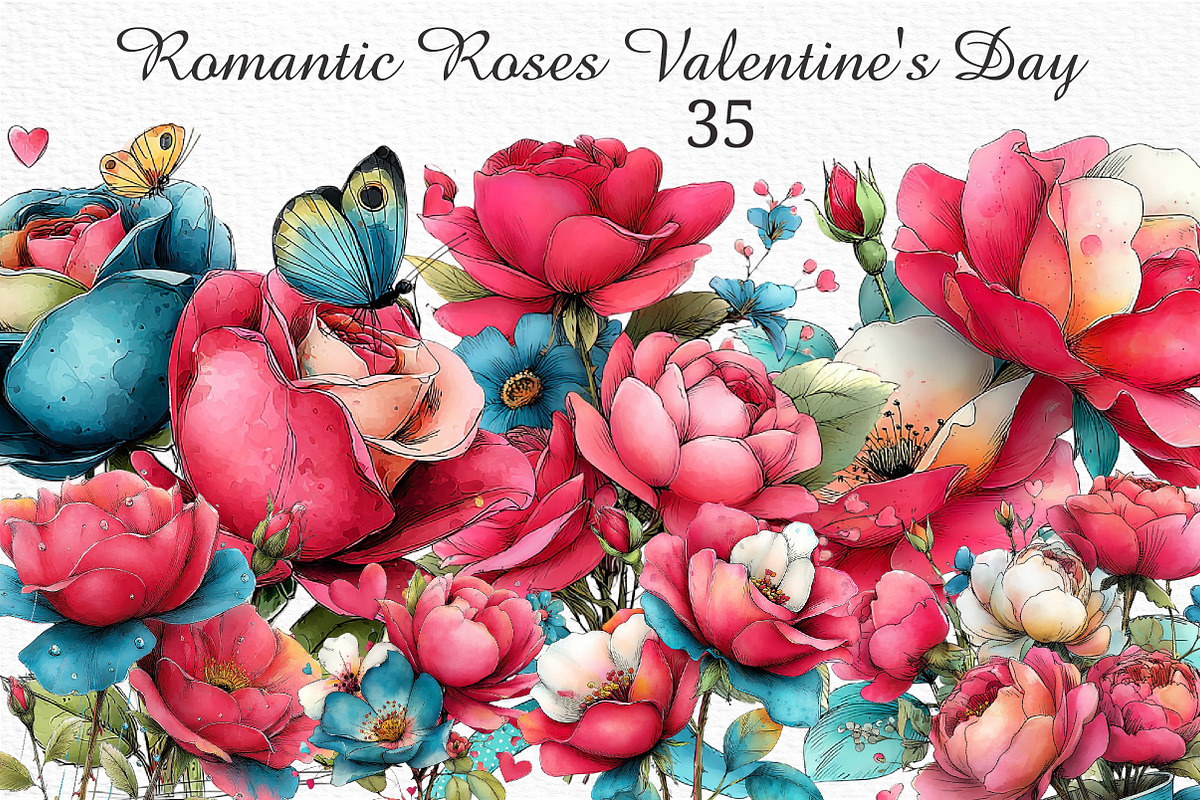 Romantic Roses Valentine's Day Png, an Illustration by Craft Nest (Photo 1 of 11)