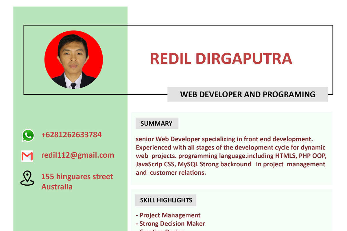 Resume Template (CV), a Resume Template by One Zer