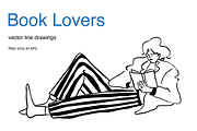 Book Lovers | Vector Line Drawings, a Person Illustration by teenyweenyday (Thumbnail 1 of 4)