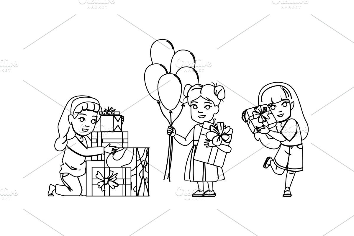 gift present kid girl vector, a Person Illustration by pikepicture