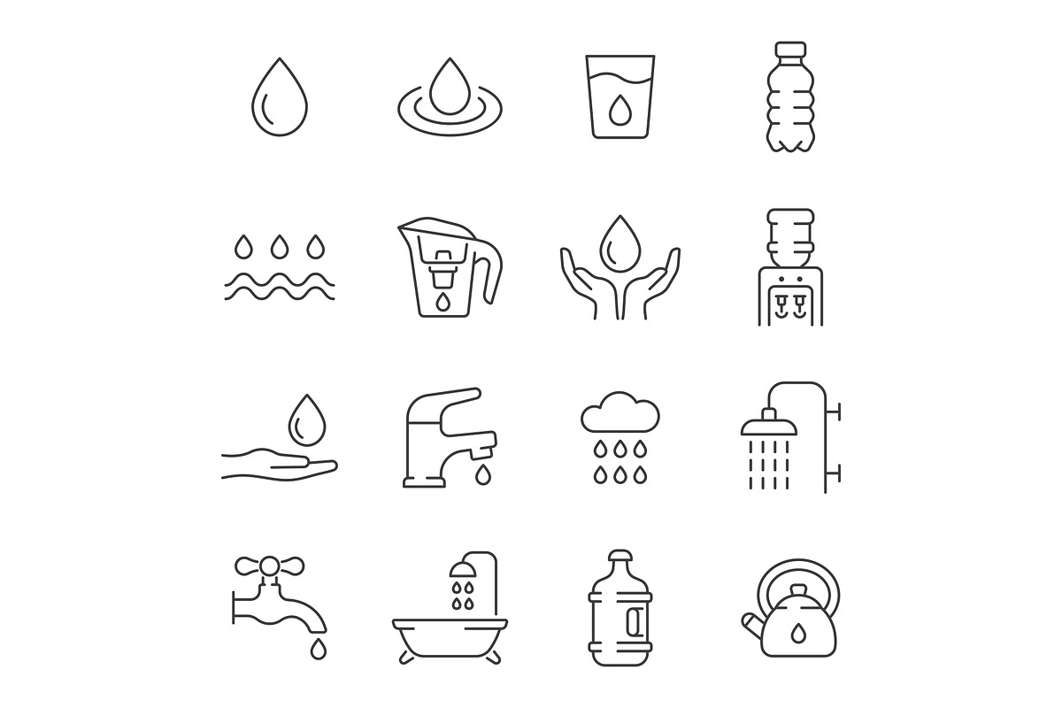 Water line icon set, an Outline Icon by ElineDesign (Photo 1 of 3)
