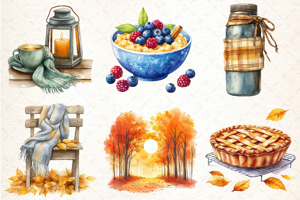 Autumn Chilly Morning Clipart, an Illustration by DreamCafeArt (Photo 3 of 5)