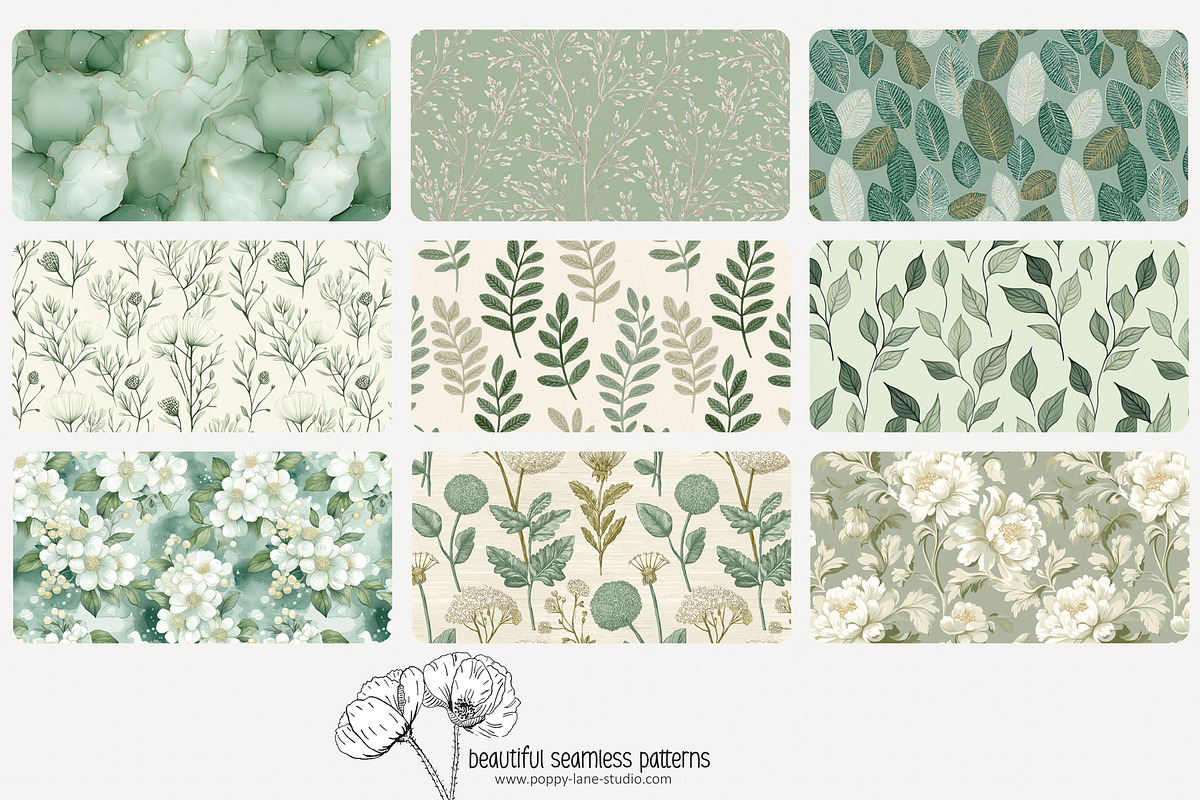 70 sage green seamless pattern, a Pattern Graphic by Poppy Lane Studio (Photo 9 of 10)