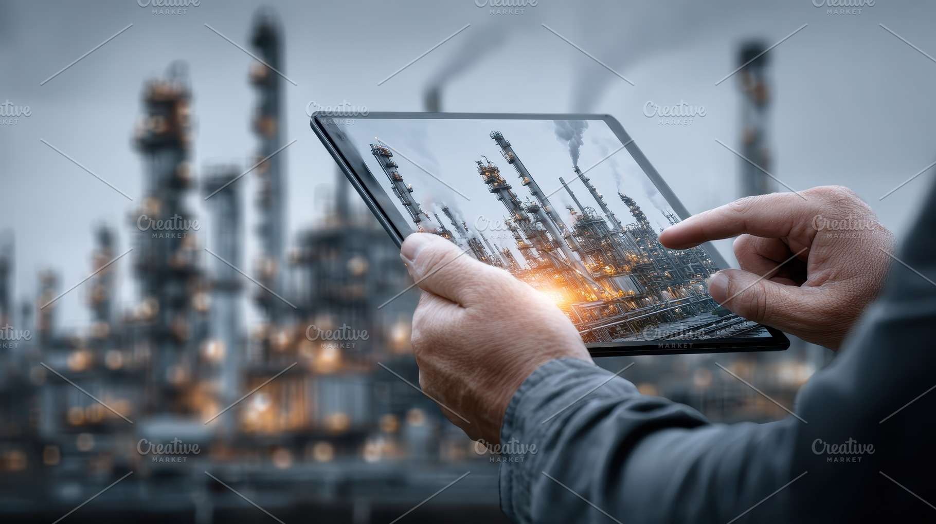Industrial Plant Monitoring on Table, a Photo by Pixeness Studio