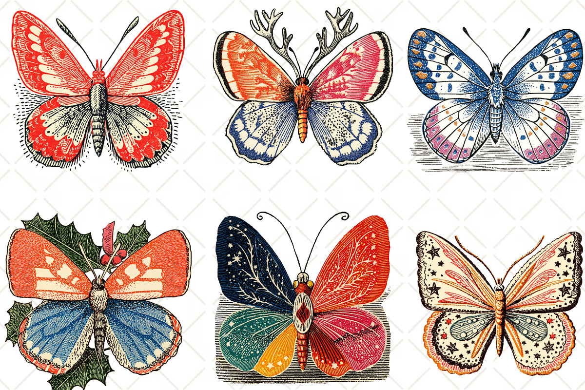 Christmas Butterfly Watercolor, an Illustration by Black Bird Studio (Photo 4 of 6)