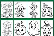 180 Cute Halloween Coloring Pages, a Seasonal Illustration by Coco Bloom (Thumbnail 2 of 6)
