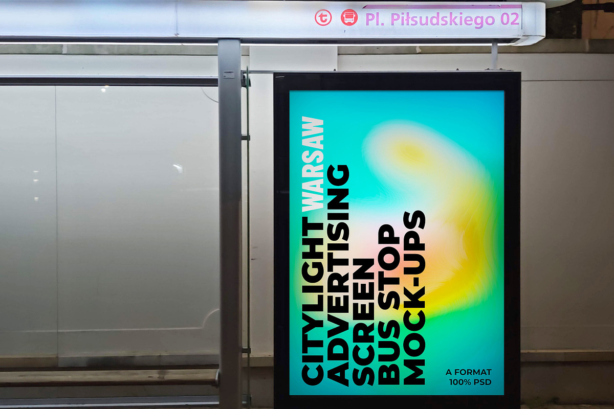 Warsaw Citylight Ad Bus Stop 5, an Advertising Mockup by Graphic Shelter (Photo 3 of 4)