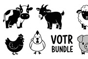 Cute Farm Animal Silhouette Bundle, an Illustration by hafijul (Thumbnail 20 of 51)