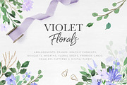 Violet Florals & Greenery Leaves, an Illustration by Momo Studio (Thumbnail 1 of 19)