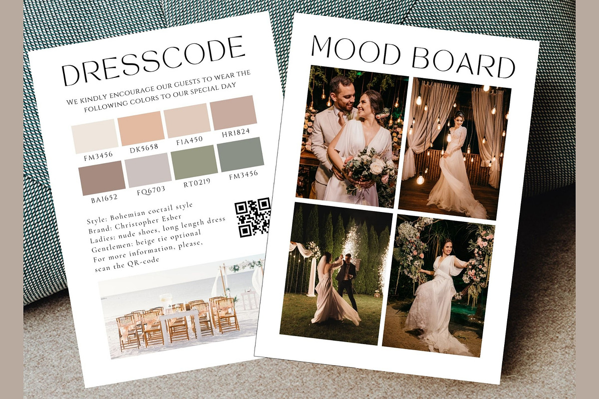 Dresscode card, Wedding mood board, a Card Template by EvaTemplates (Photo 5 of 8)