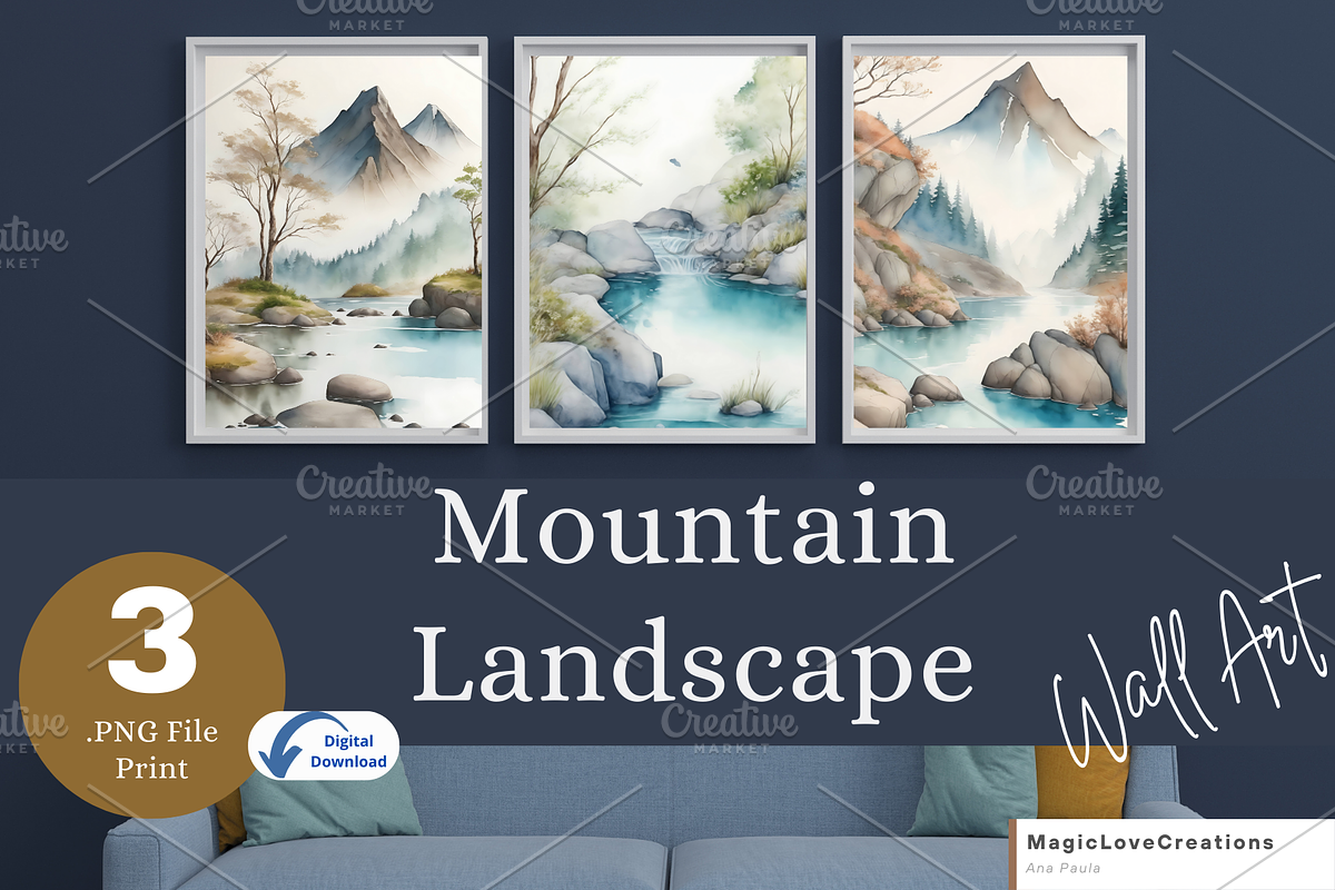 Mountain Landscape Print Wall Art, a Poster Template by MagicLove Creations (Photo 1 of 8)
